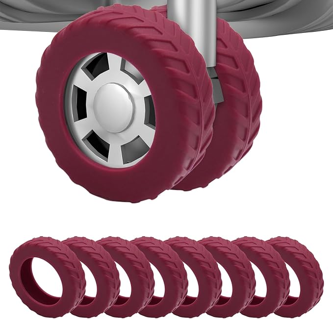 8Pcs Luggage Wheel Covers,Fits 2-2.4'' Suitcase Wheel,Wine Red | Carry On Luggage Wheels Protector,Upgraded Luggage Travel Accessories,Helps reduce daily rolling noise and surface wear.