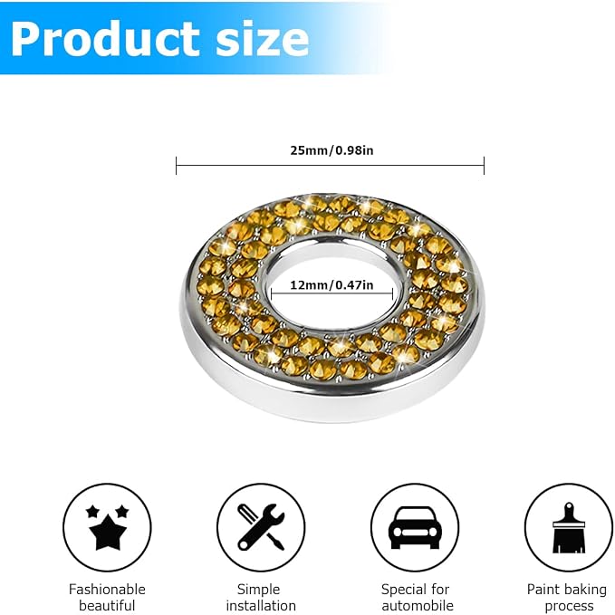 4PCS Bling Inner Car Door Lock Cover Stickers, Rhinestones Pull Rod Bolt Decorations, Crystal Auto Decals for Women Girls, Sparkly Car Door Lock Pin Caps for C Class C200L GLC260 C260L