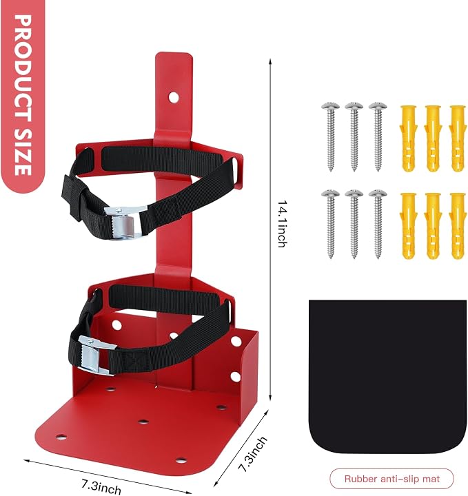 Fire Extinguisher Mount,Heavy Duty Vehicle Bracket Compatible with 20lb ABC, 10lb CO2 or a 15lb CO2 Fire Extinguishers (Red)