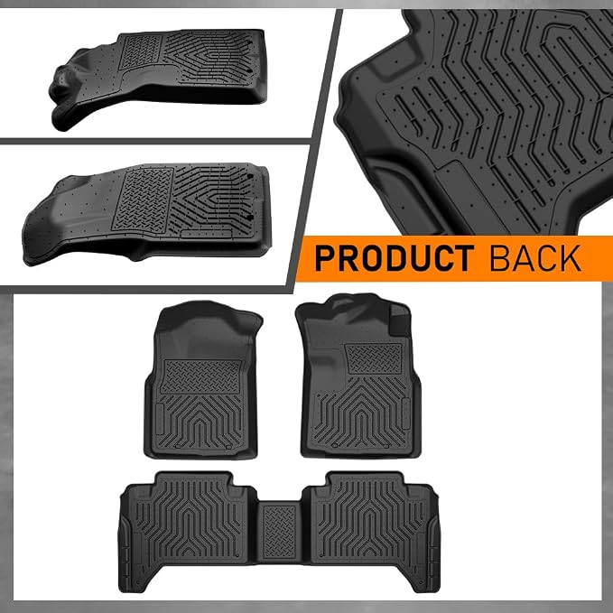 G-PLUS TPE Floor Mats Fit Toyota Tacoma Double Cab 2005-2015 | All Weather Protection,Non-Slip,TPE Full Coverage,Custom Fit Toyota Tacoma Floor Liners Accessories,1st & 2nd Row,Black