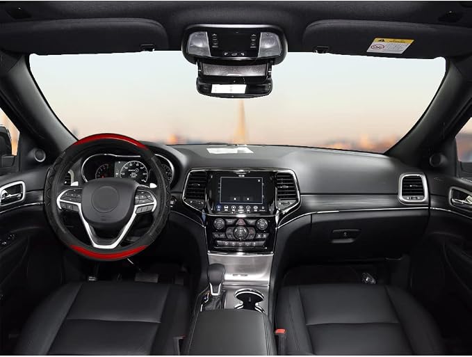 GIANT PANDA Steering Wheel Cover for Jeep Wrangler, Car Steering Wheel Cover for Jeep Grand Cherokee and Cherokee - Red