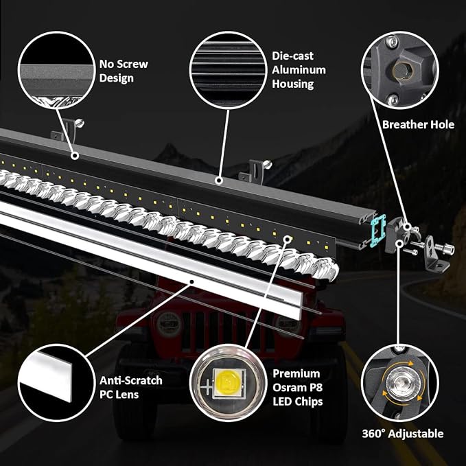 LASFIT 32 inch LED Light Bar Slim Single Row LED Bar Spot Flood Combo 6000K | IP67 Waterproof Off Road LED Bumper Grille Lights for Tacoma Tundra 4Runner F150 Silverado Colorado Wrangler GX LX