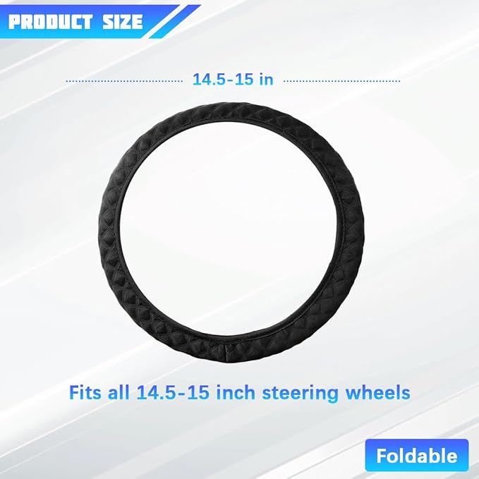 Elastic Stretch Car Steering Wheel Cover, 15Inch Breathable Ice Silk Vehicle Steering Wheel Protecter, Cool in Summer Automotive Interior Protection, Universal for SUV Sedan Truck (Black)