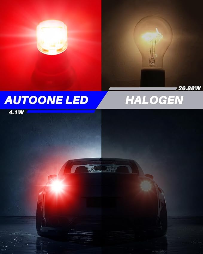 AUTOONE Upgraded 1156 LED Bulb Red, Super Bright 7506 1141 1003 BA15S P21W LED Replacement with Projector for Tail Brake Backup Reverse DRL Signal Parking Lights, Pack of 2