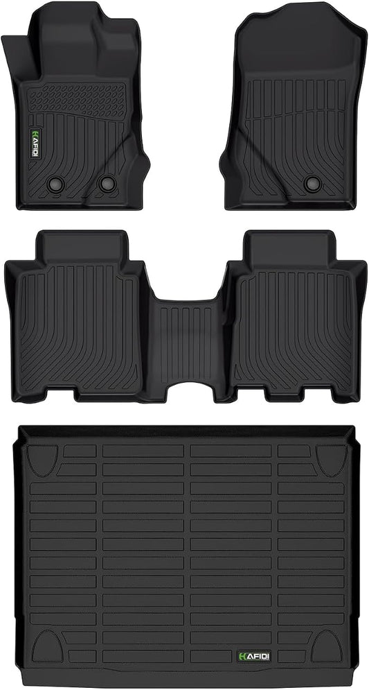 HAFIDI® Floor Mats & Cargo Liner Set Fit for 2021-2026 Ford Bronco 4 Door | (Not Sport Models)Custom full set Car liners, anti-slip, all weather guard,easy rinse clean,Full Set Accessories, TPE, Black