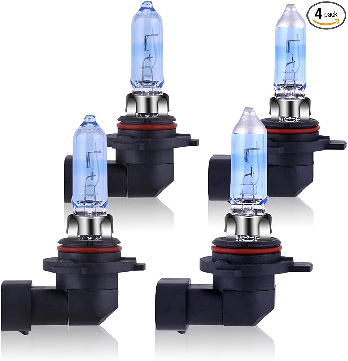 NEWBROWN 9005/HB3 & 9006/HB4 Headlight Bulbs Combo, 5000K Super White Light Long Life Replacement Halogen Headlight Bulb (9005 & 9006, 4 Pack)