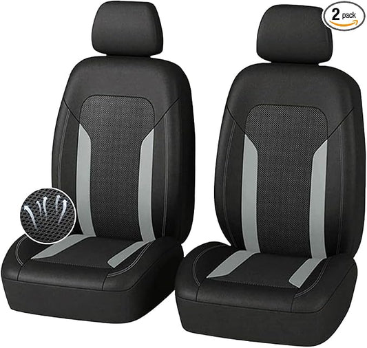 4PCS Cooling Car Seat Covers,Breathable Front Seat Covers with Mesh Construction and Foam Padding,Car Seat Protector to Reduce Back Sweating,Universal Car Interior for Car SUV (Gray)