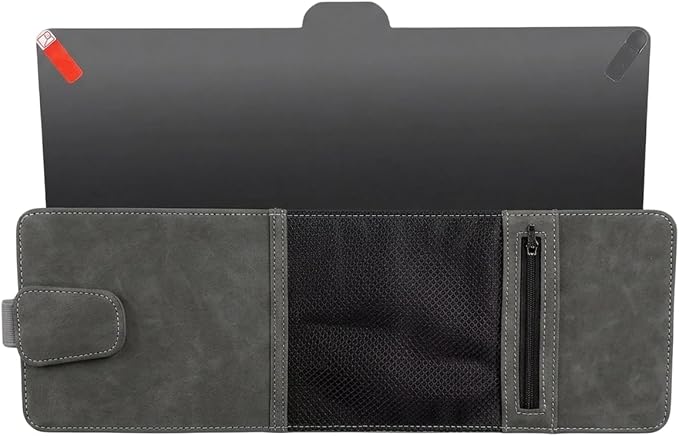 Craedli Car Sun Visor Extender Organizer, 2 in 1 Anti-Glare Sunshade with Magnetic Sunglasses Holder & Mesh Pouch, Multifunctional Adjustable Auto Interior Storage Accessories (BlackGray)