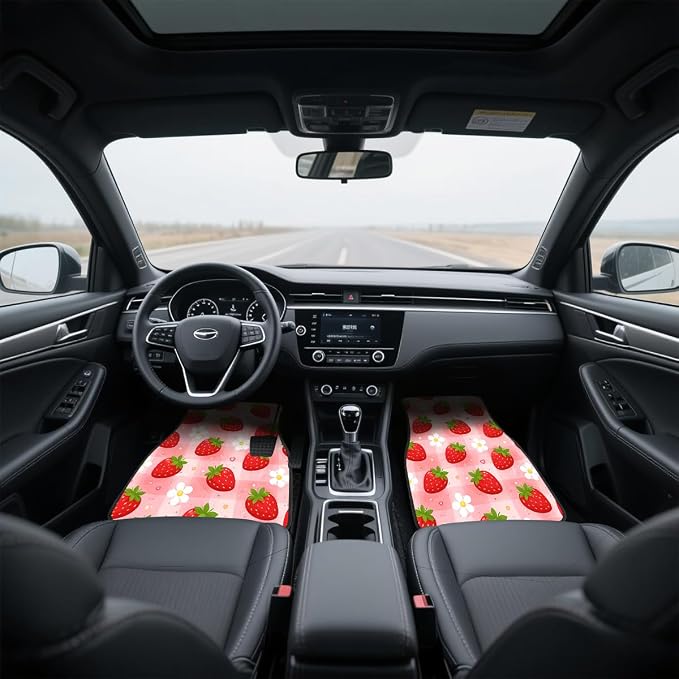 Mushroom Car Floor Mats Set of 4 Red Moon Star Night Wildflower Magic Automotive Foot Mats Rugs Carpet for Car Non-Slip Auto Car Accessories Universal Fit for Car SUV Truck Van