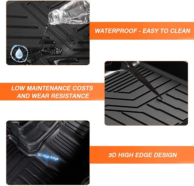 KUST Floor Mats for 2018-2025 2026 Jeep Wrangler JL Unlimited 4-Door (Not for 2 Door) (Not Fit for 4XE and JK), All Weather Floor Mats Carpet Liners TPE Front & Rear Black Car Liners