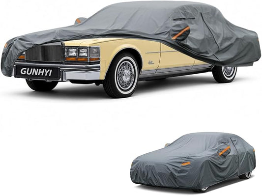 GUNHYI Premium Car Cover Custom Fit Cadillac Seville(1992-2004), 16 Layers Heavy Duty Car Cover Waterproof All Weather with Zipper Door for Sun Rain Snow Dust Uv Protection