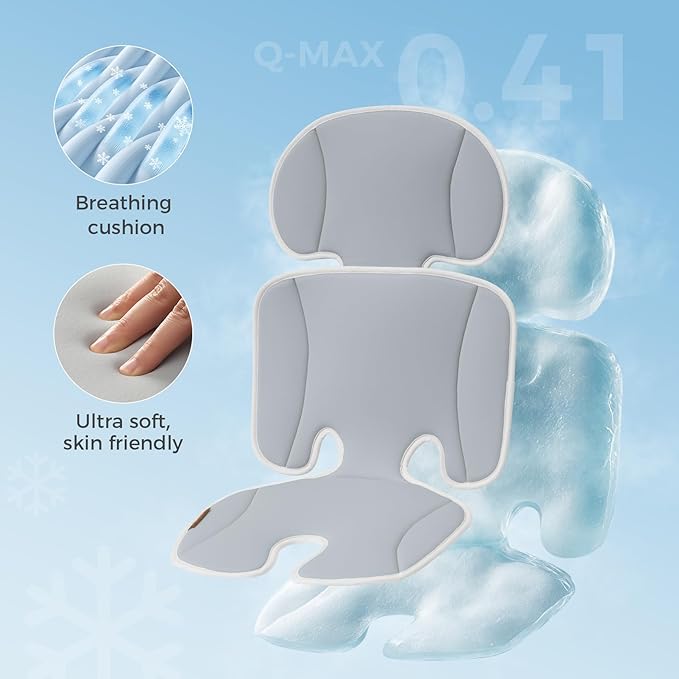 Momcozy Stroller Cooling Pad | Detachable 2-Piece Cooling Cushion | Universal Soft Cooler Pad, Breathable & Adjustable Car Seat Liner | Fits Strollers, Car Seat, Swing, High Chair, Bassinet