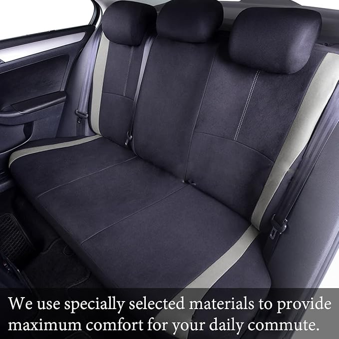 AICEL 9PCS Car Seat Covers Full Set Mesh Fabric Auto Seat Protectors Gray | Padded foam laminate, removable headrest design, washable fabric, snap fastening, universal fit, automotive accessories