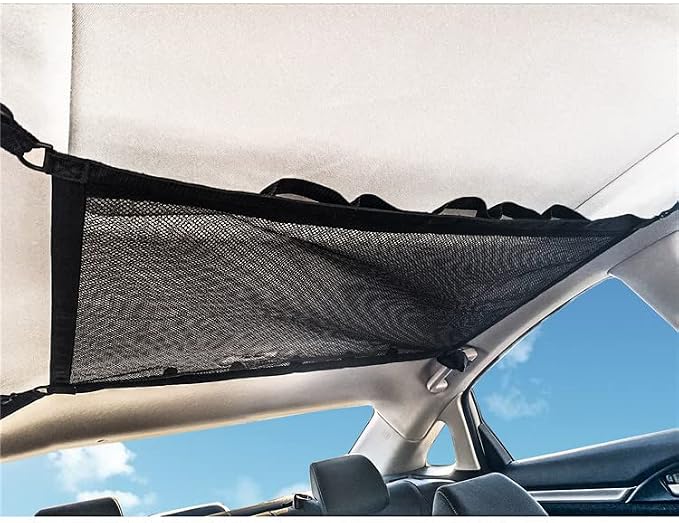 Car Ceiling Cargo Net Pocket, 31"x21" Adjustable Double-Layer Mesh Roof Organizer Long Trip Storage Bag,Truck SUV Travel Long Trip Camping Interior Accessories