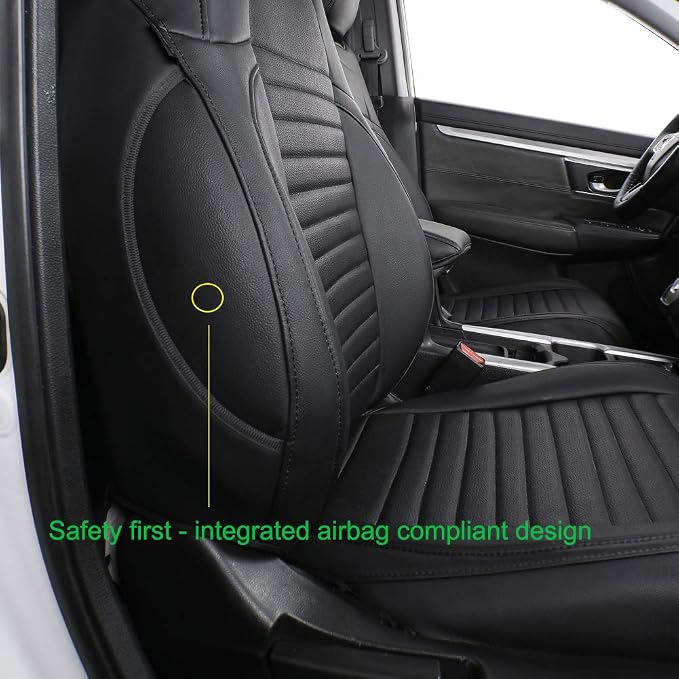 EKR Car Seat Covers for Honda CRV 2017-2022 Leatherette Full Set | Custom Fit for Honda CRV 2017 2018 2019 2020 2021 2022,Factory-Style Interior Upgrade,Full Wrap,Faux Leather(Black)
