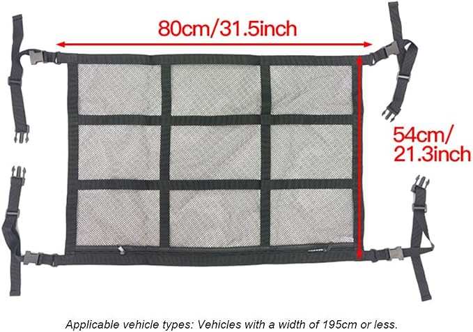 Car Ceiling Cargo Net Pocket for Audi RS Q3 Sportback 8U/F3 2014-2020 2021 2022 2023 2024 2025 2026 Mesh Overhead Storage Organizer Car Roof Storage Bag for Camping Road Trip