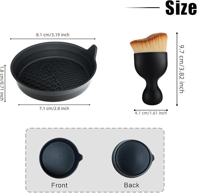 Car Cup Coasters, Silicone Cup Holder Insert (4 Pack) with Auto Detail Brush (2 Pack), Non-Slip Raised Edge Spill Guard Car Interior Accessories, Universal for SUV, Sedan, Truck (Black)