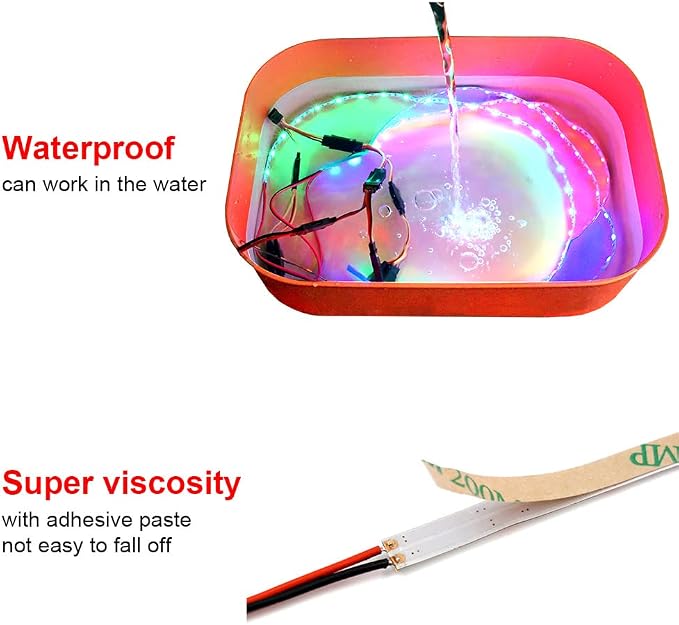 LED Light Strip for RC Fixed Wing Airplane Flying Wing Plane AR Wing Drone Model Car Truck (Red)