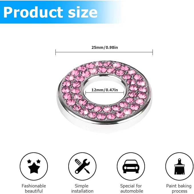 4PCS Bling Inner Car Door Lock Cover Stickers, Rhinestones Pull Rod Bolt Decorations, Crystal Auto Decals for Women Girls, Sparkly Car Door Lock Pin Caps for C Class C200L GLC260 C260L