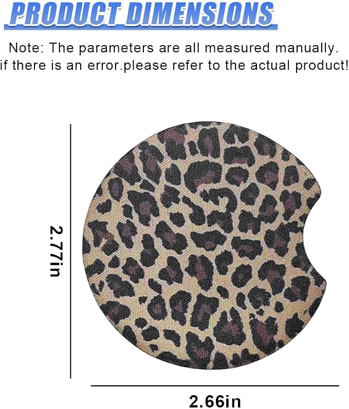 2PCS Leopard Print Car Cup Holder Coasters, 2.77'' Non-Slip & Shockproof Automotive Interior Drink Cup Mat, Universal Vehicle Insert Coaster Decoration Accessories for Women Girl (No.2)