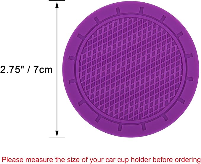 Car Coasters, Wisdompro 4 Pack PVC Car Cup Holder Insert Coaster - Anti Slip Universal Vehicle Interior Accessories Cup Mats for Women(2.75" Diameter, Purple)
