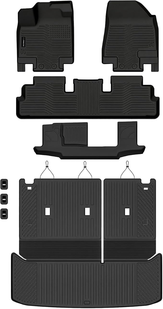 Auxko All Weather Floor Mats Cargo Mat with Backrest Mat for Nissan Pathfinder 2022-2025 2026 TPE Liners Accessories Guard Odorless Anti-Slip Floor & Trunk Liner with Back Seat Protectors