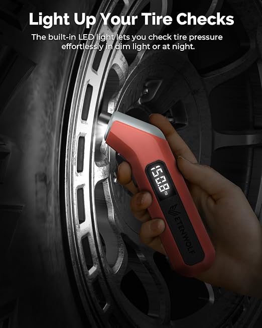 ETENWOLF T300 Plus Tire Pressure Gauge 200 PSI, Digital Tire Gauge with Bright LED Display, Tire Gauges for Tire Pressure with Presta Valve Adaptor (Dark Cyan)