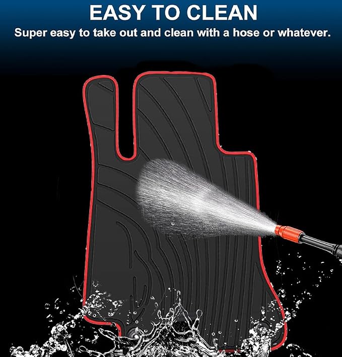 Floor Mats Custom Fit for Mercedes Benz -C Class Sedan Only 2015-2021 C180 C200 C250 C300 C350(e) C400 C43 AMG C450 C63 W205 Rubber Black Red Car Liners All Weather Odorless