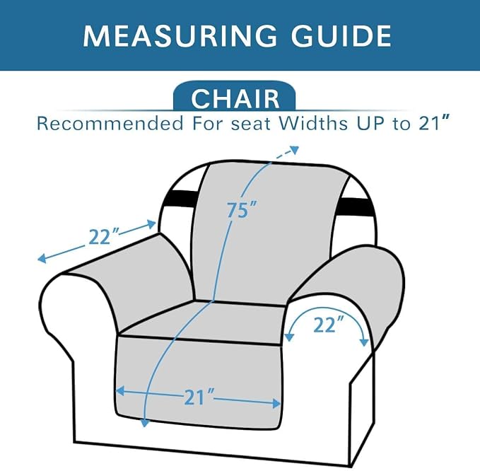 H.VERSAILTEX Water Resistant Chair Cover Reversible Chair Cover Protector for Dogs Washable Chair Slipcover with Non Slip Elastic Strap Living Room Furniture Cover(Armchair, Dark Blue/Beige)