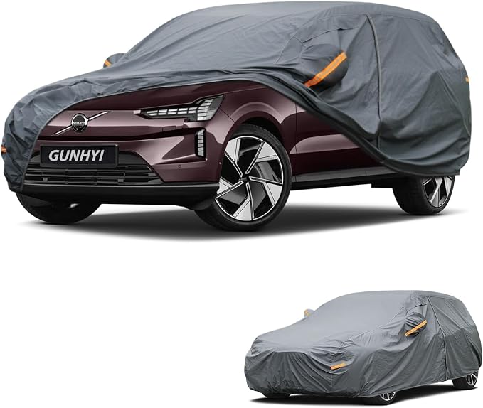 GUNHYI Premium Car Cover Custom Fit Volvo EX90, 16 Layers Heavy Duty Car Cover Waterproof All Weather with Zipper Door for Sun Rain Snow Dust Uv Protection