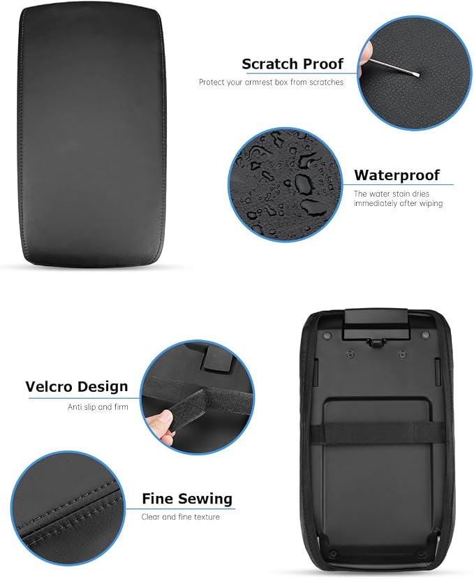 INTGET for 2026 Subaru Crosstrek/Impreza Accessories 2024 2025 Center Console Armrest Cover Leather Arm Rest Box Lid Car Middle Seat Cover Protector (Black Stitches, 2024+)