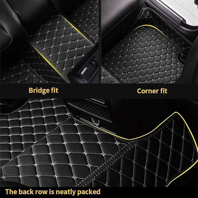Custom Making Car Floor Mats for 90% Car Model Luxury Leather All Weather Waterproof Anti-Skid Full Coverage Liners (Black and red)
