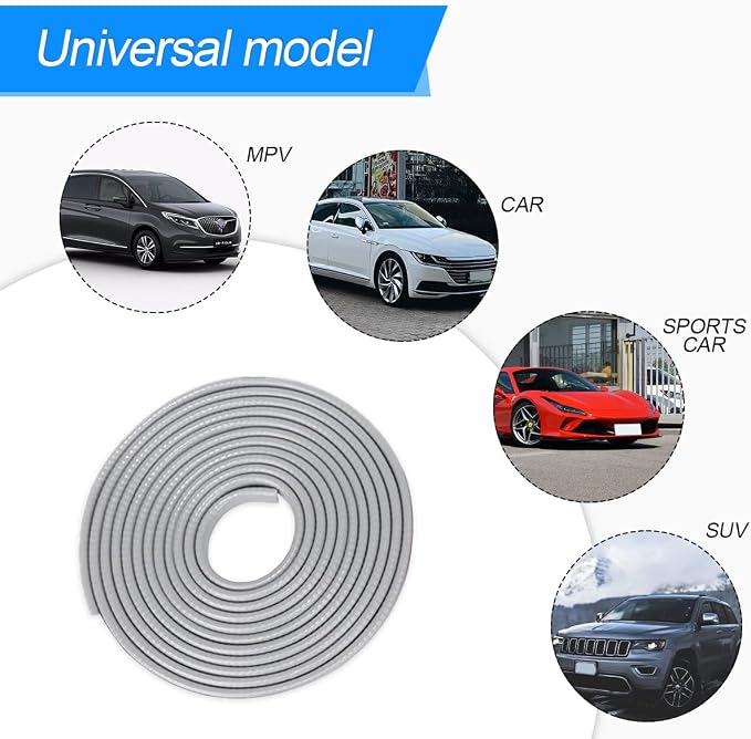 XINLIYA Car Door Edge Guards, 16Ft Universal Rubber Seal Protector U Shape Edge Trim Car Door Edge Protection for Most Car, Aluminum Boat Edge Guards (Gray)