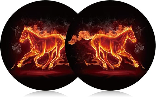 Car Cup Holder Coaster 2PCS Cool Fire Horse Car Coasters Car Cup Holder Insert Coasters Mats