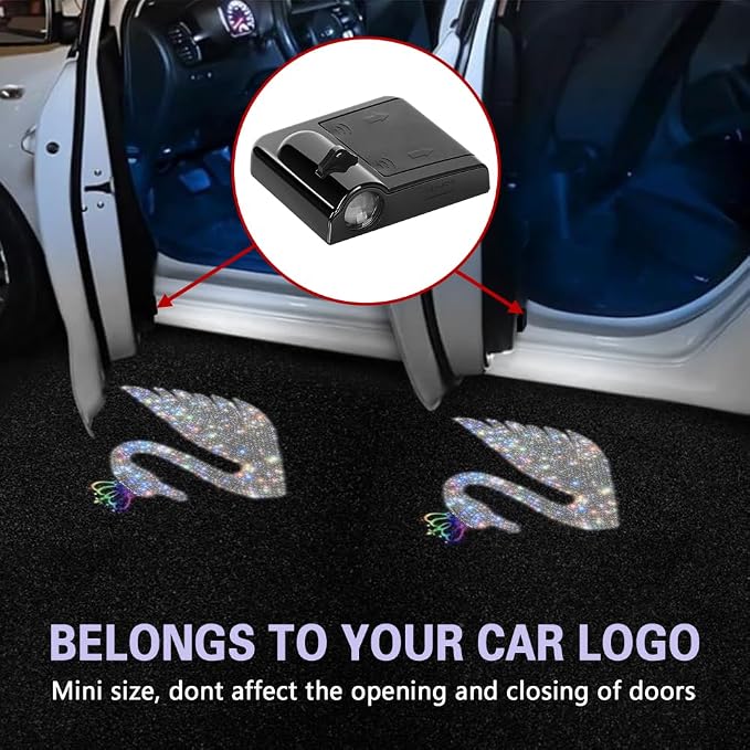 Zufoty 2PCS Car Door Light Projector, Wireless LED Car Door Paste Welcome Courtesy Light, LED Courtesy Ghost Shadow Welcome Lamp, Universal Car Accessories Fits Most Car SUV Truck