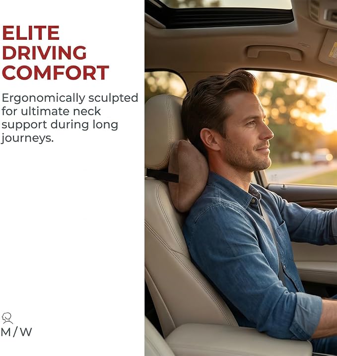 2PCS Car Neck Pillow, Soft Comfortable Vehicle Seat Neck Support Pillow Cushion for Relief Driving Fatigue, Breathable Auto Interior Headrest Neck Rest Pad, Universal for Vehicles (Coffee)