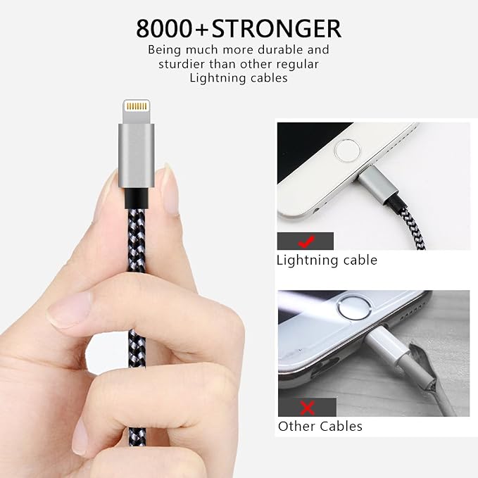 iPhone Charger 4Pack(3ft 6ft 6ft 10ft) Apple MFi Certified Lightning Cable Nylon Braided Fast Charging iPhone Charger Cord Compatible iPhone 14 13 12 11 Pro Max XR XS X 8 7 6 Plus SE and More