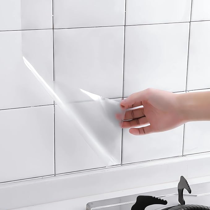 Clear Contact Paper Roll 17.7'' x 59'' Clear Glossy Self-Adhesive Film Cover Removable Protective Film Transparent Waterproof Liners Drawers Shelves Kitchen Cabinets Desks Fridge Roll