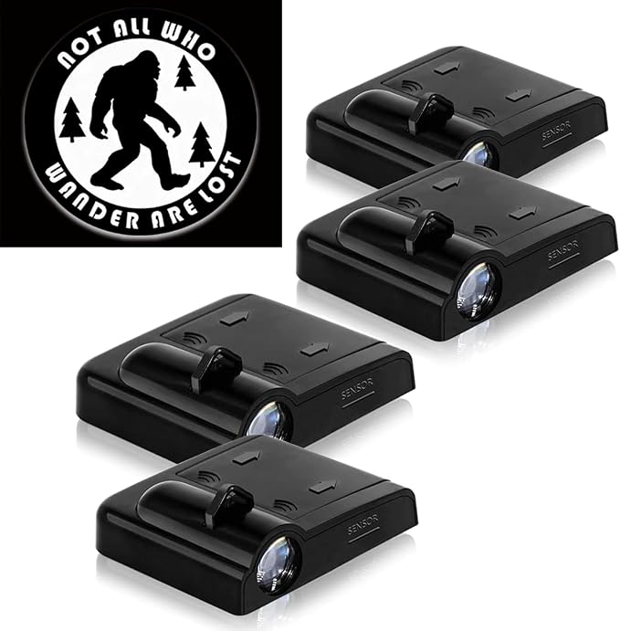 4PCS Car Door Lights,Bigfoot Door Lights Logo Projector LED Shadow Welcome Lamp,Big Foot Sasquatch Car Accessories Bigfoot Gifts for Men Women,Suitable for All Vehicles Motorcycle Bike