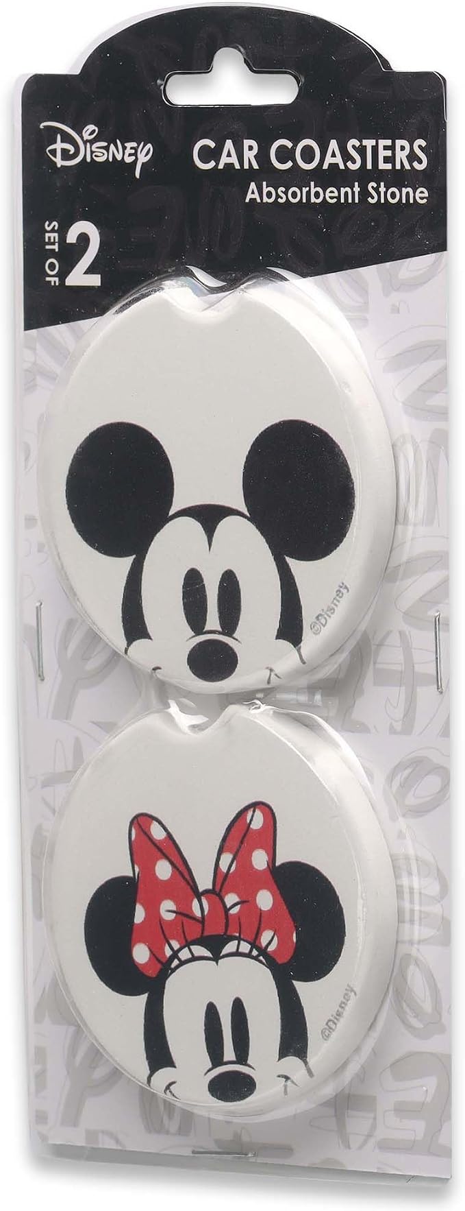 Disney Mickey Mouse and Minnie Mouse Ceramic Car Coasters | Fun Auto Coasters, Set of 2 for Car or Truck