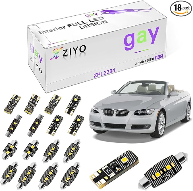 ZIYO LED Interior Light Kit Replacement for BMW E90 E91 E92 E93 3 Series 2005-2013, 6000K Xenon White LED Dome Light Bulbs Upgrade Error Free (BMW E93 Cabriolet (18 Bulbs))
