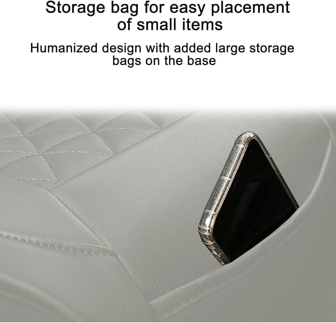 2PCS Leather Car Seat Cover, Vehicle Front Bottom Seat Protector Pad, Full Surrounded Waterproof Auto Seat Protective Cushion with Storage Pocket, Universal for SUV, Truck, Sedan（Gray）