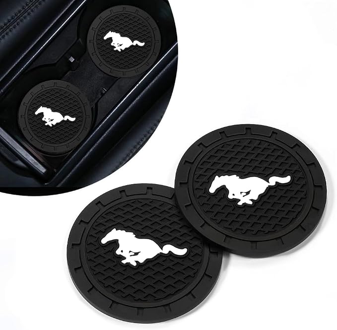 Car Cup Holder Coasters Compatible with Mustang Snake Speedstar Evos Everest GT Shelby Mach-E Grand C-MAX Falcon Figo Territory Fiesta,2pcs