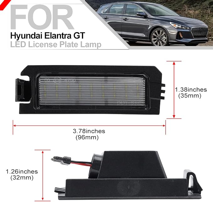 2pcs Xenon White LED License Plate Lights for Hyundai Elan'tra GT Sonata Number Plate Lamp Assembly Replacement Error Free Led Rear Tag Lights OEM Tag Lamp Assembly