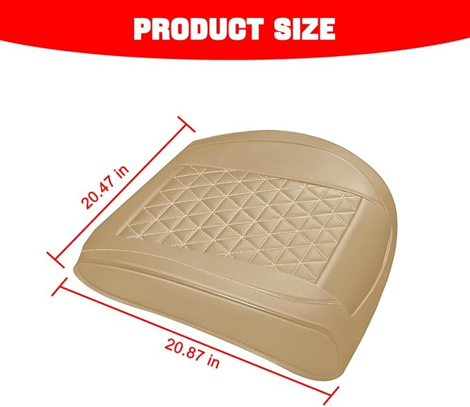 2PCS Leather Car Seat Cover, Vehicle Front Bottom Seat Protector Pad, Full Surrounded Waterproof Auto Seat Protective Cushion with Storage Pocket, Universal for SUV, Truck, Sedan（Beige）