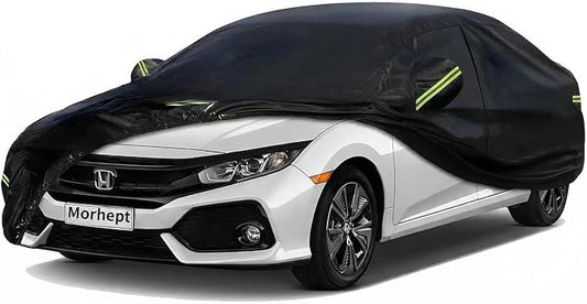 Car Cover for Honda Civic, Waterproof with Door Zipper | Custom Fit，All Weather Protection，Rain & Snow Proof，Windproof，Reflective Strips，Indoor&Outdoor Full Exterior