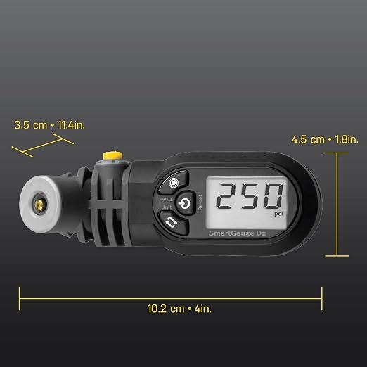 Topeak SmartGauge D2 Digital Tire Pressure Gauge – Presta/Schrader Compatible, 250 Psi/17 Bar, Precision Air Pressure Reader with LCD Display for Bikes, Motorcycles & Sports Equipment | bike-hand-tools