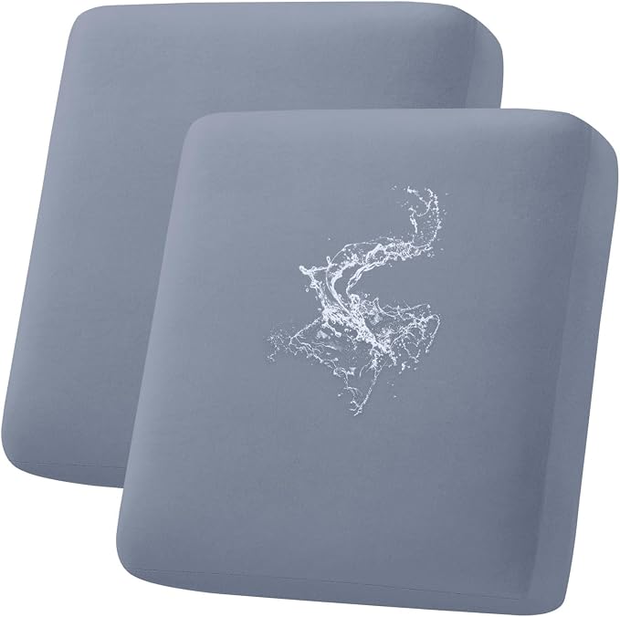 hyha Waterproof Couch Cushion Covers, Stretch Sofa Couch Seat Slipcover for Dog Washable, Non-Slip Waterproof Outdoor Cushion Covers for Patio Furniture Replacement (2 Pieces, Grey)