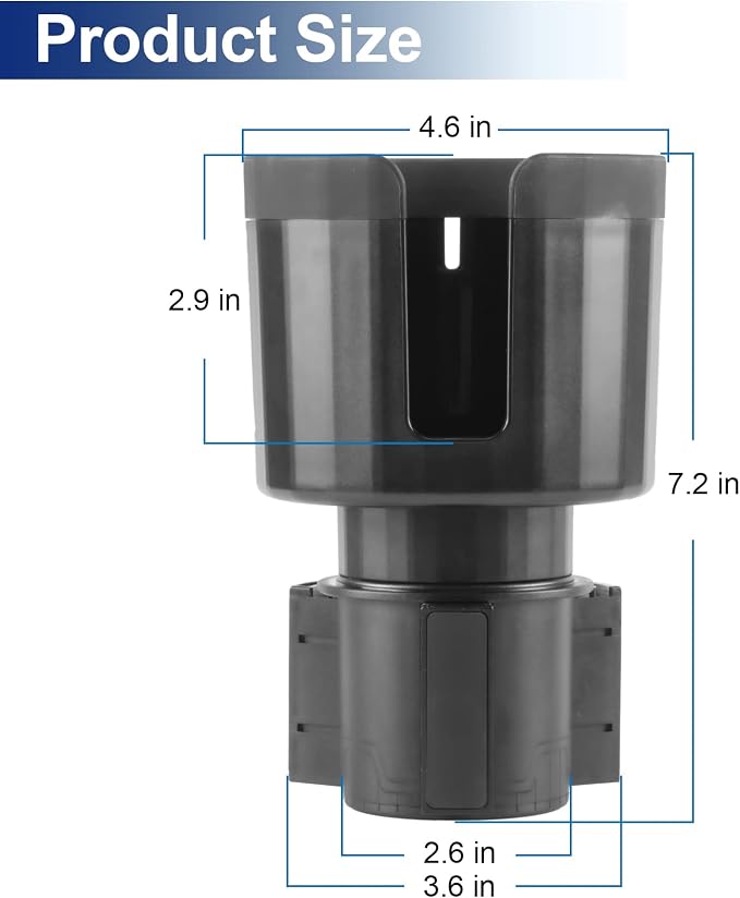 alpmosn Car Cup Holder Expander with Adjustable Base, Large Bottles & Big Drinks Diameter in 3.2"-4.0" Car Interior Accessories Fit for Vehicles, RV's, Trucks