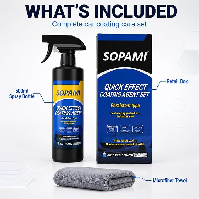 Sopami Ceramic Paint Sealant, Ceramic Coating Maximum Gloss | Shine ceramic wax, car coating spray Extremely Hydrophobic Ceramic Spray Coating for Cars, RVs, Motorcycles, Boats, and ATVs